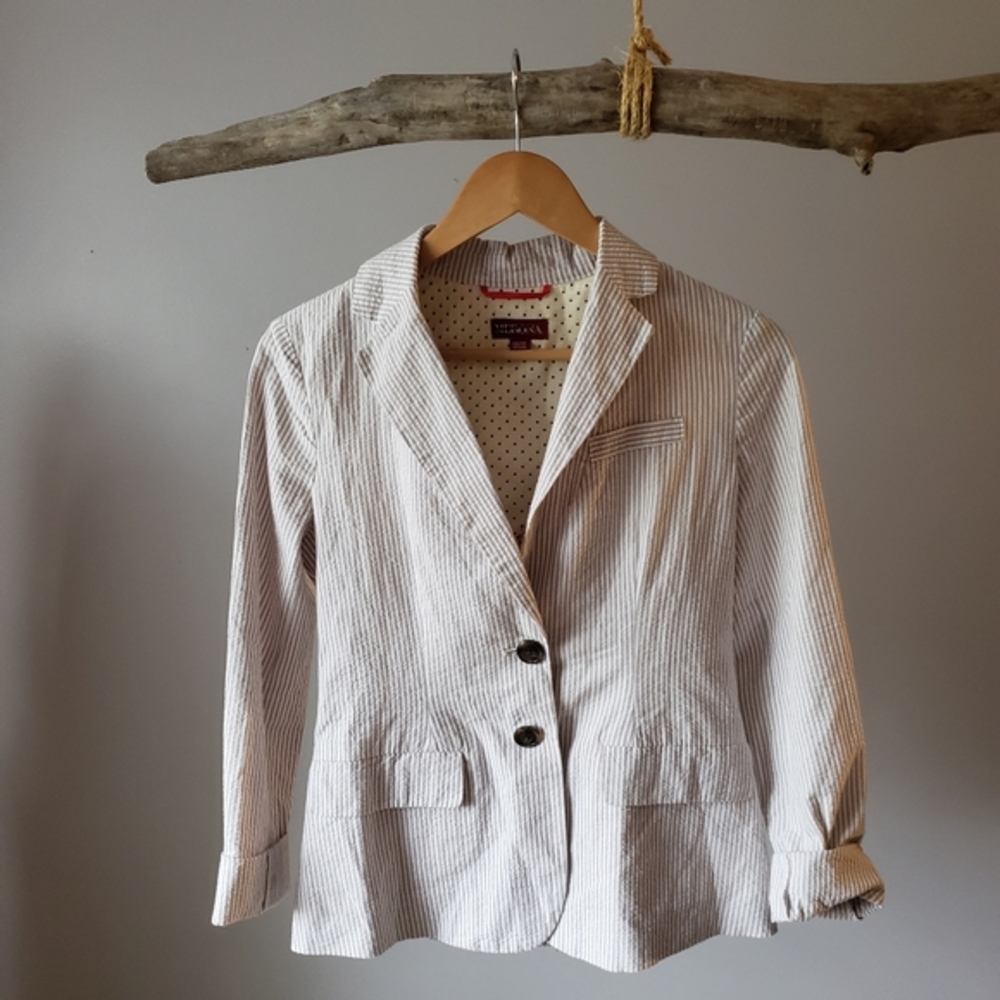 Fitted grey & white pinstripe womens xs merona blazer